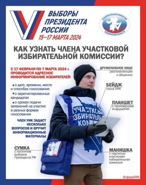 В период подготовки и проведения выборов Президента Российской Федерации 17 марта 2024 года на территории Златоустовского городского округа будет реализован проект «ИнформУИК»
